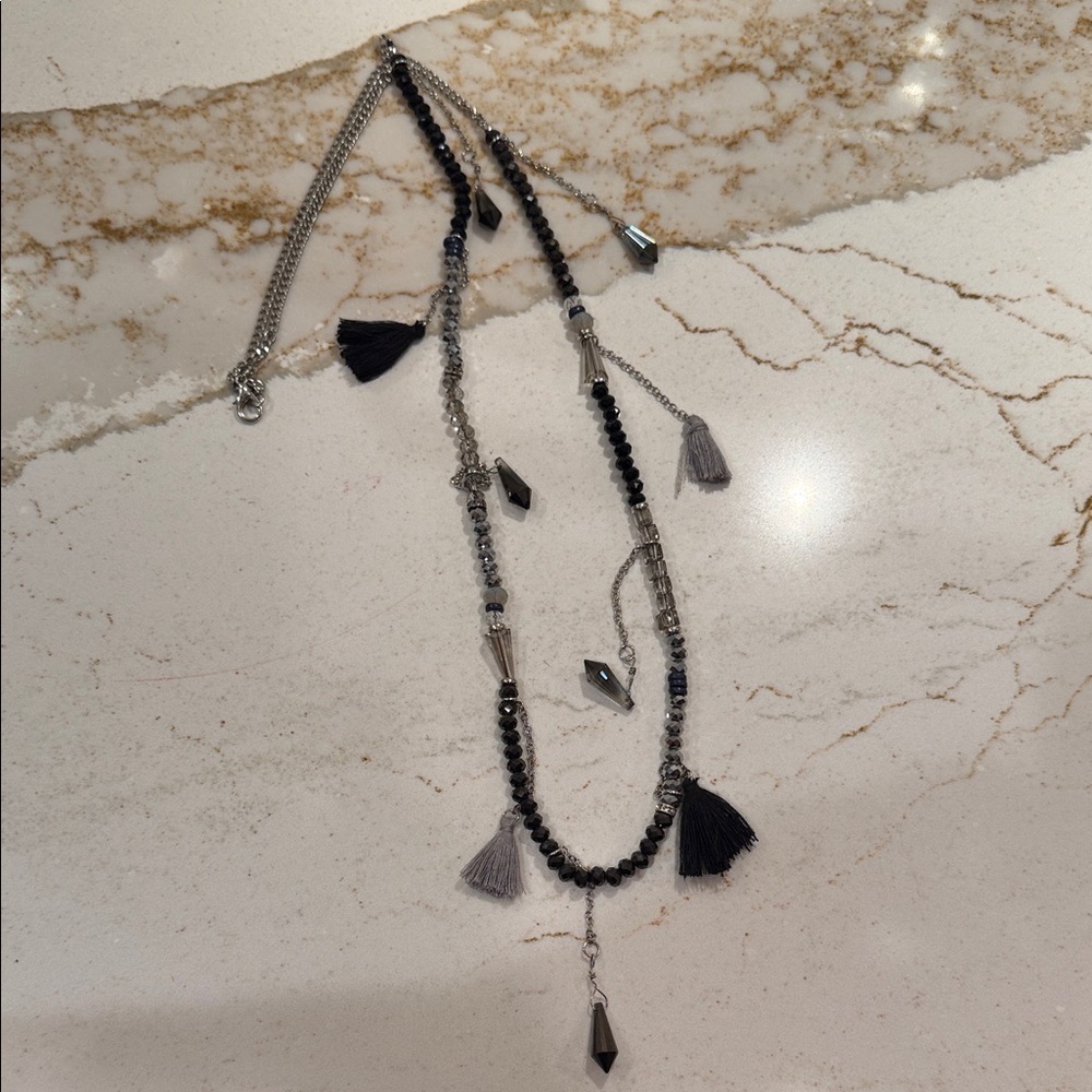 Elegant Black and Silver Beaded Necklace